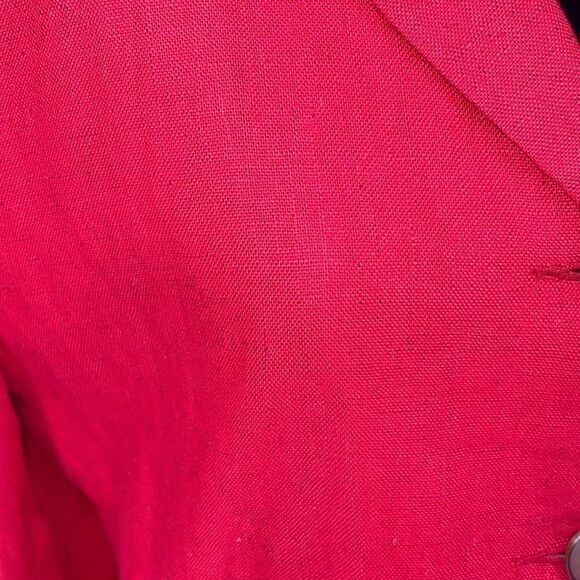 Larry Levine Womens Blazer Jacket Long Sleeve Linend Lined Pocket Red/Crimson  S - Picture 5 of 8